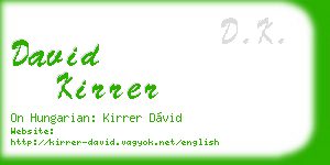 david kirrer business card