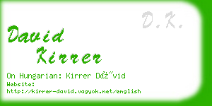 david kirrer business card